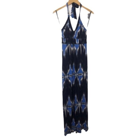 Banana Republic Dress Blue Tie Dye Halter Maxi Sleeveless 100% Modal Size XS - Picture 1 of 9